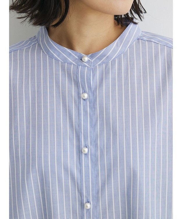 Green Parks パール釦ストライプシャツ Stripe Sax