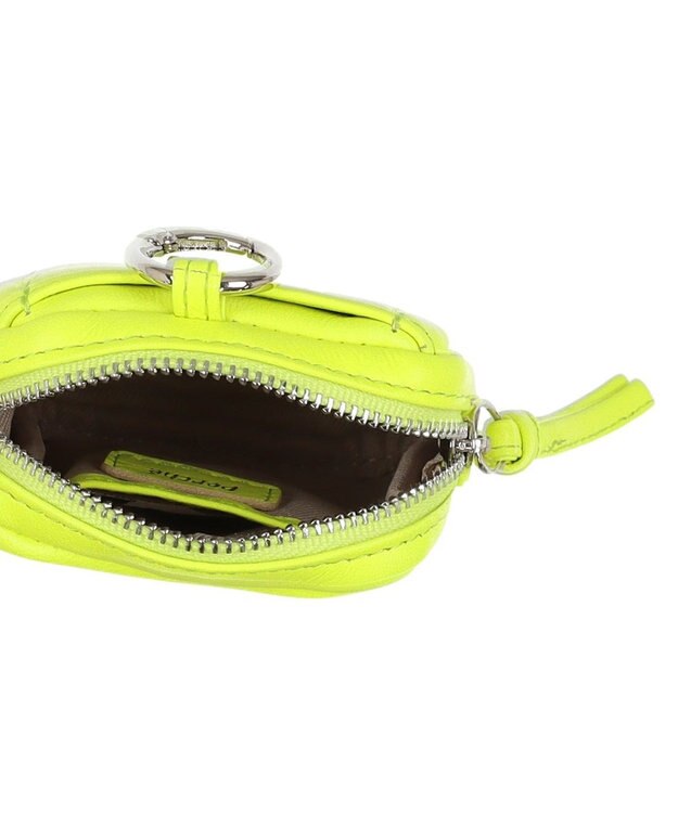 UNBILLION ペルケ perche / 蛍光レザーストラップ付き・チャームポーチショルダー イエロー