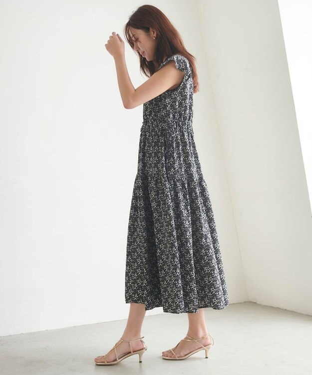 Feroux フラワープリントドロスト ワンピース ブラック系5