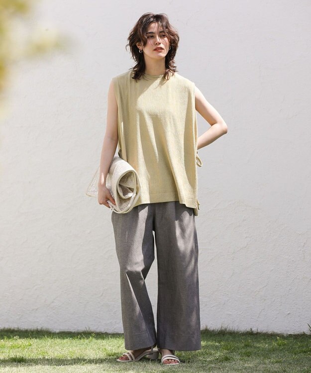 Green Parks 綿麻混２ＷＡＹ　サス付きＺＩＰパンツ Gray Mixture