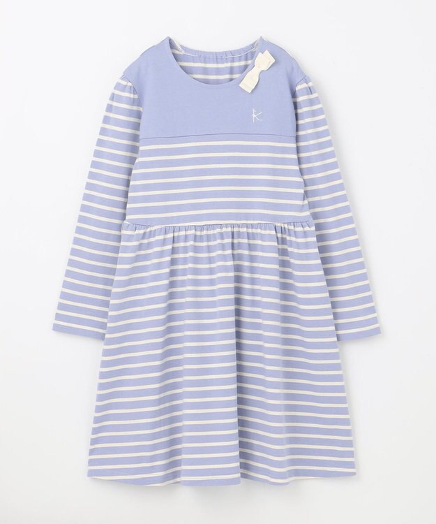 組曲 KIDS 【150-160㎝】ボーダー ワンピース サックスブルー系1
