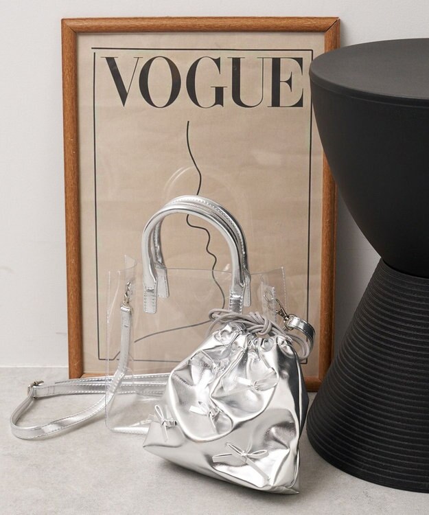 WEGO 巾着付きクリアショルダー シルバー