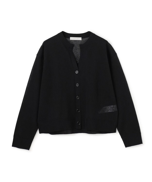 UNFILO シアーフォルムニット キーネックカーディガン ブラック