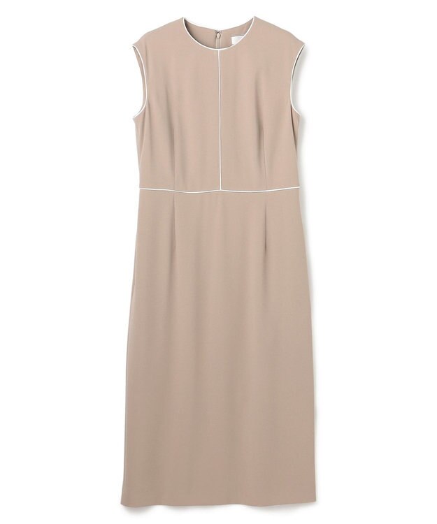 BEIGE， 【セットアップ対応】CINDY / 配色ライン クルーネックドレス Taupe x White