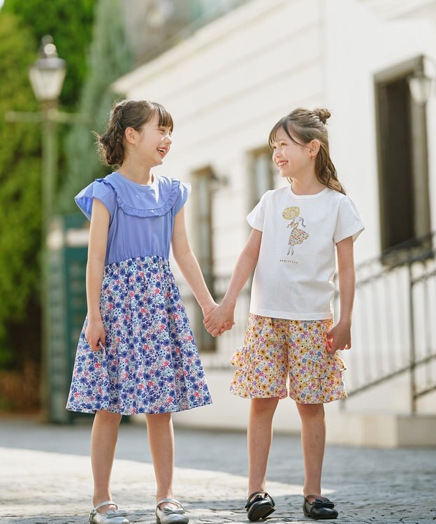 組曲 KIDS 【110-140㎝】サマーフラワー ワンピース ブルー