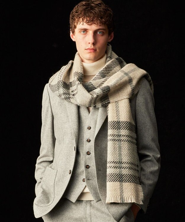 JOSEPH ABBOUD 【John Scott・スコットランド製・英国王室御用達】ブリティッシュウール マフラー ベージュ系4