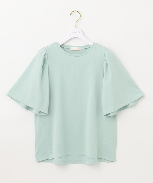 ANY SIS 【UVケア】プレーティングジャージー フレアスリーブ カットソー ミント