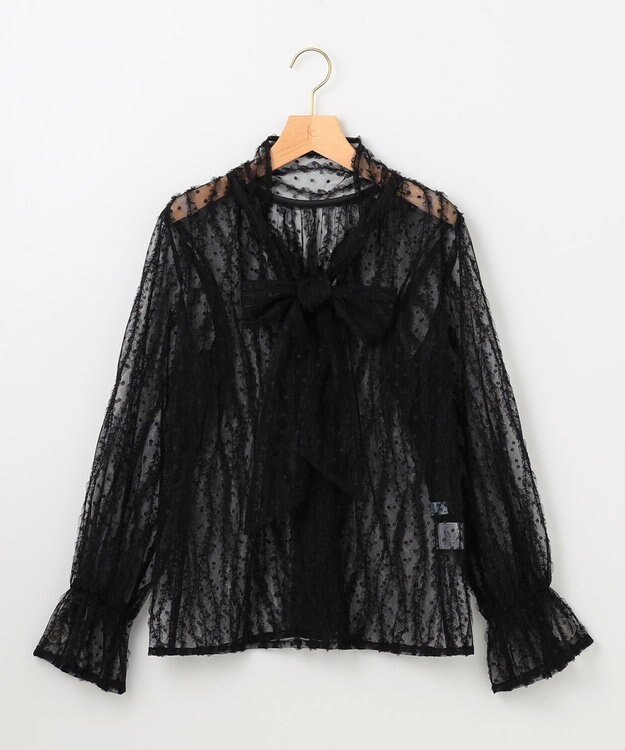 組曲 【前後着用可】チュールフリル ブラウス ブラック系