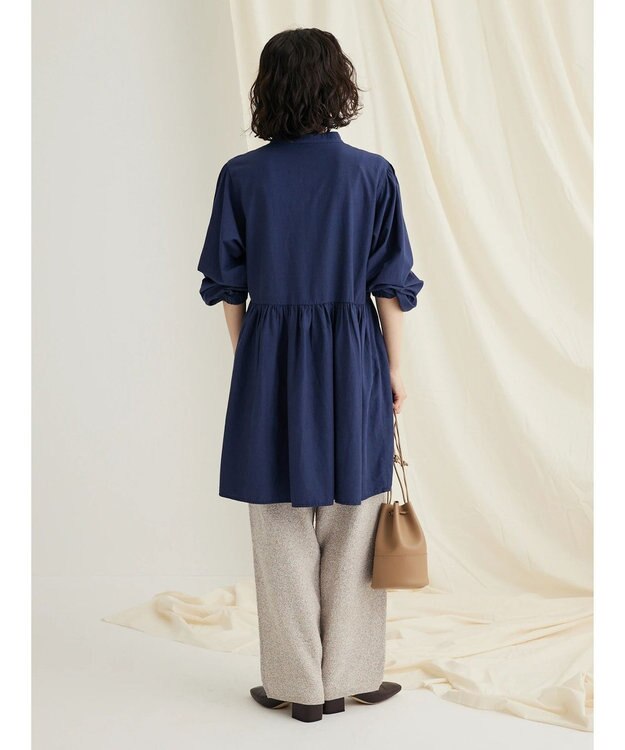 CRAFT STANDARD BOUTIQUE ウエスト切替ギャザーチュニック Navy