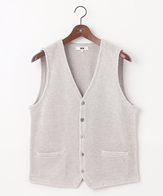 JOSEPH ABBOUD 【洗える】ストローヤーン ニット ベスト ライトグレー系