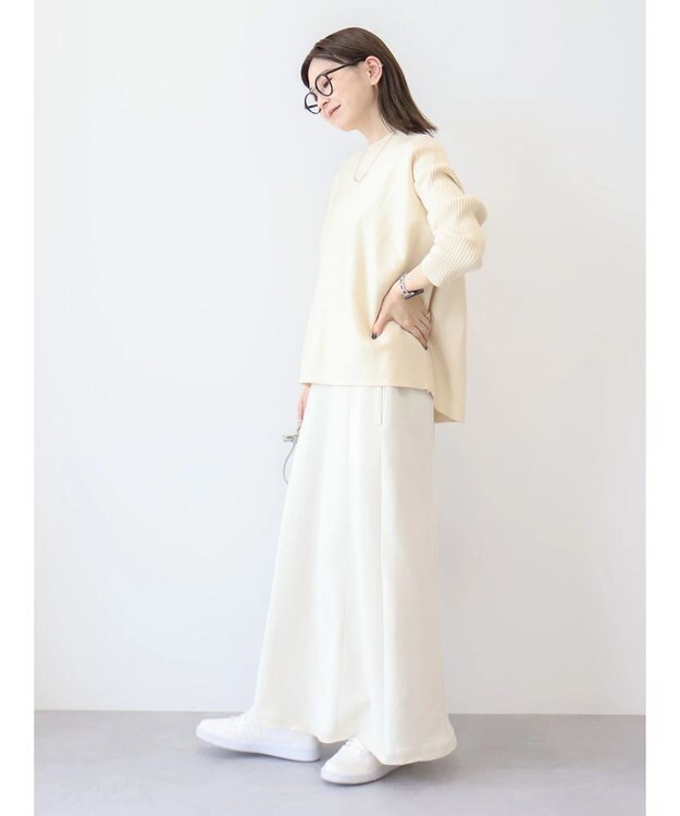 AMERICAN HOLIC バイパチ袖リブラグランニットプルオーバー Ivory