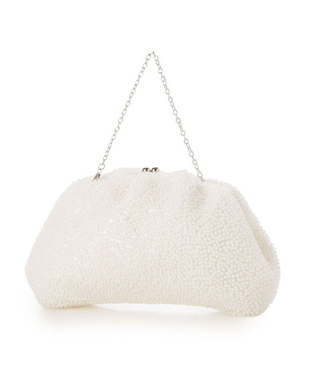 UNBILLION カシュカシュ cachecache / パール調ビーズ口金バッグ ホワイト