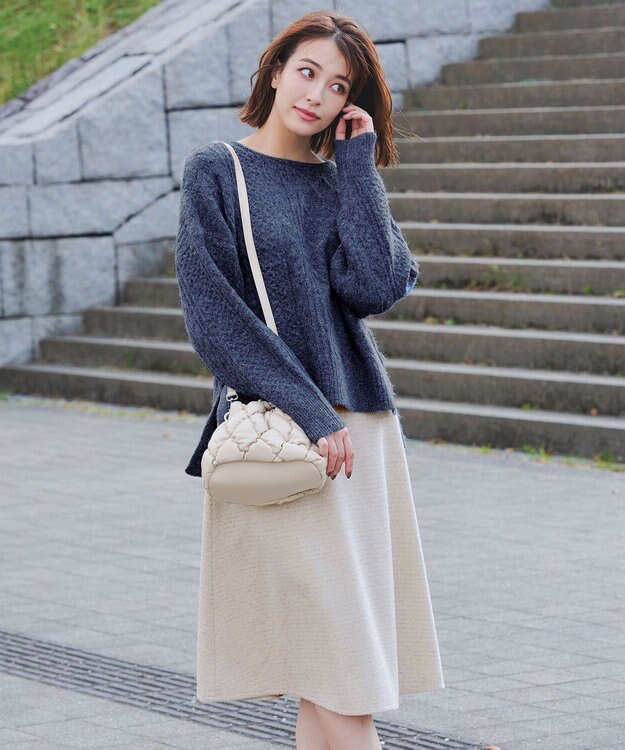 Tiaclasse キルティング巾着ショルダーバッグ アイボリー