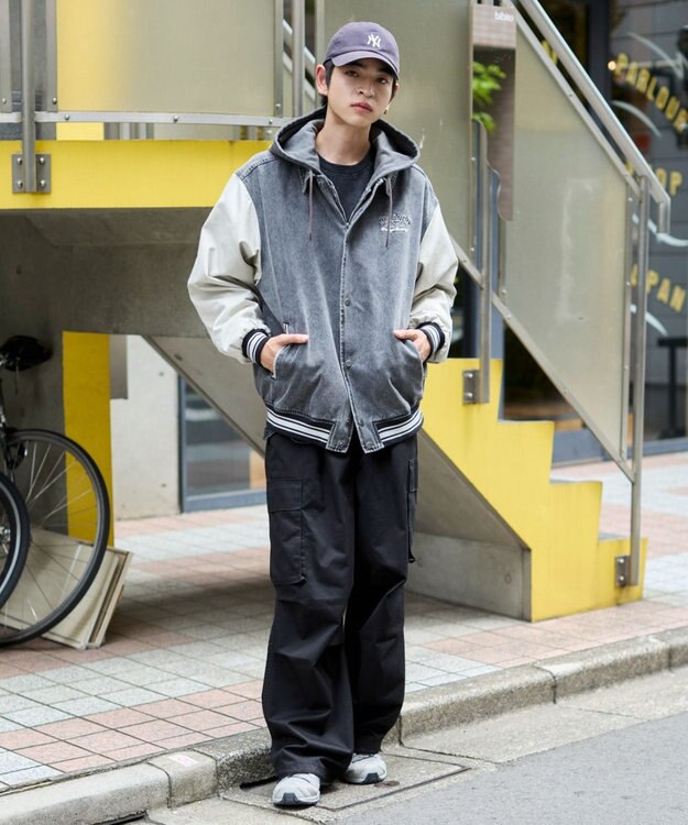 WEGO 【ユニセックス着用ITEM/MLサイズ展開】デニムスタジャン デニムブラックソノタ