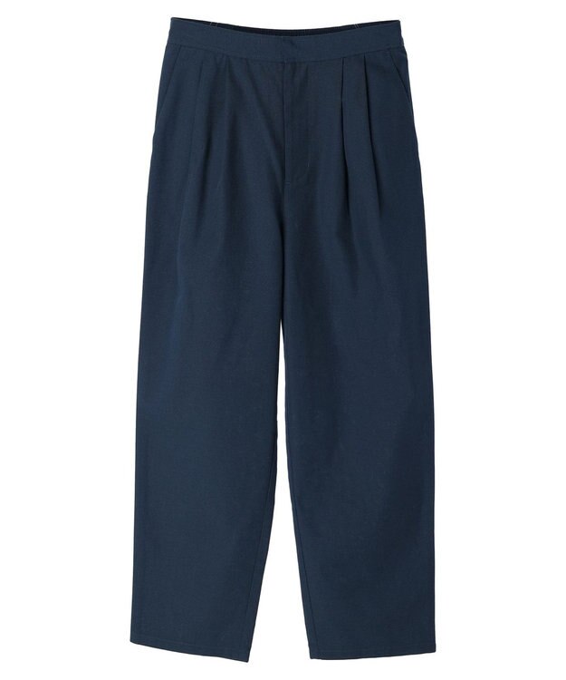 Green Parks 綿麻混タックテーパードパンツ Dark Navy