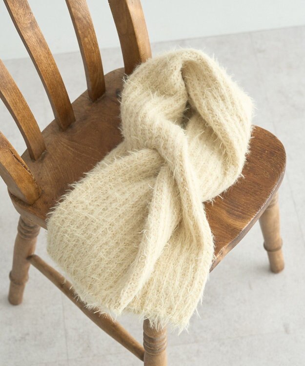 earth music&ecology カラーミックスシャギーマフラー Cream