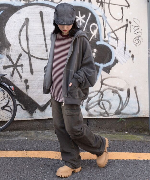 WEGO 【ユニセックス着用ITEM/MLサイズ展開】バルーンBIGダブルZIPパーカー ブラックその他