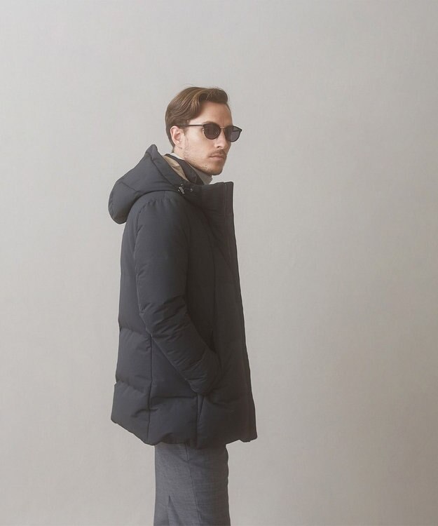 GOTAIRIKU 【仕事で着用可】MINOTECH メランジラミネート ダウンコート(23年モデル) ブラック系