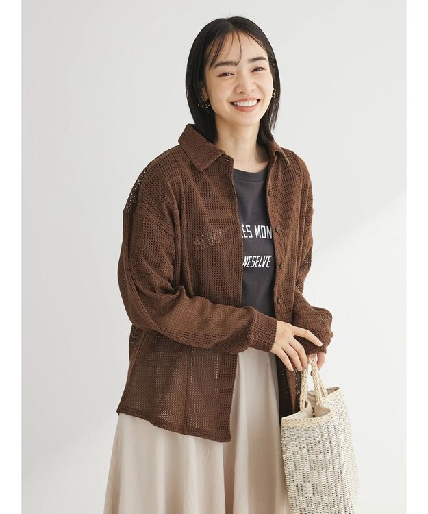 Green Parks カットレースシャツチュニック Brown