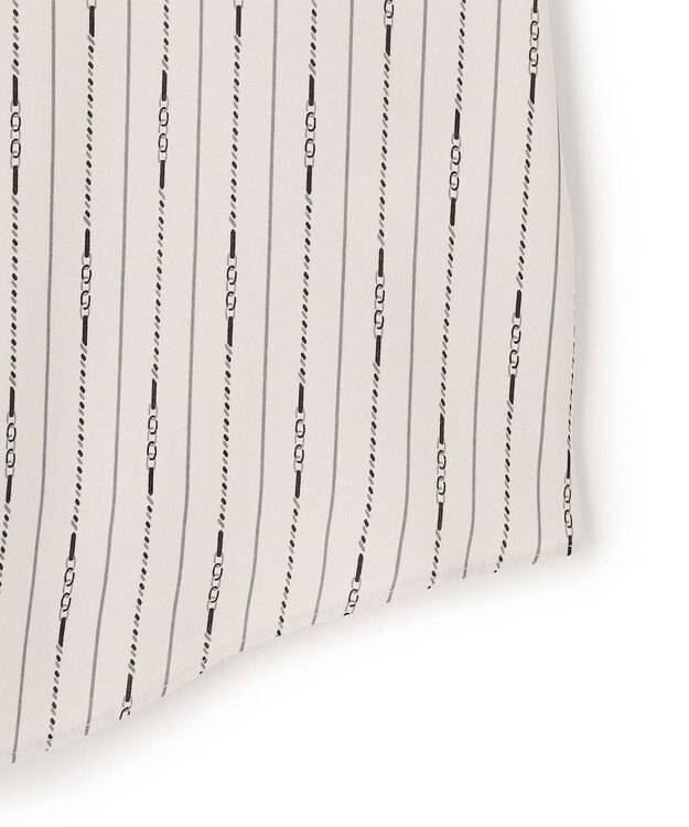 ICB 【新色追加・WEB限定】BackSatinAmunzen キーネックブラウス トープベース×ストライプチェーン柄