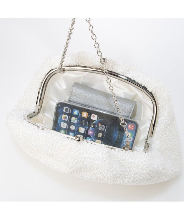 UNBILLION カシュカシュ cachecache / パール調ビーズ口金バッグ ホワイト