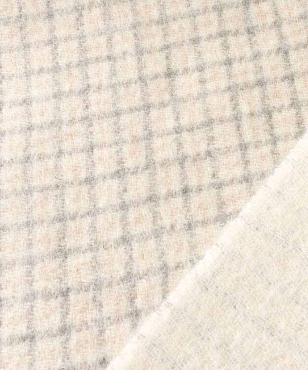 AURORA WEB限定 ウール リバーシブル プチマフラー ホワイトチェック×ホワイト