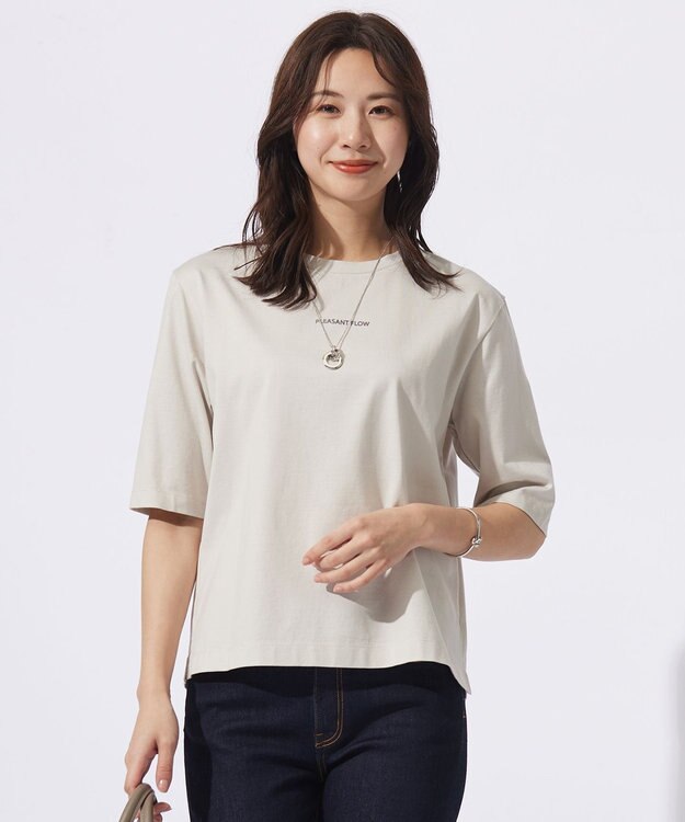 J.PRESS LADIES L ロゴ Tシャツ グレージュ系