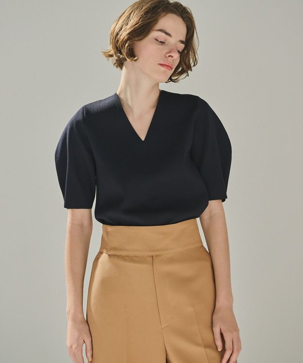 uncrave 【UVカット】サスティナブルUV ボリュームスリーブニット ネイビー