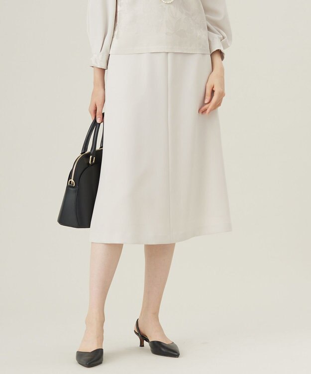 自由区 L 【19号サイズまで展開・セットアップ対応】トリアセダブルクロスフレア スカート ベージュ