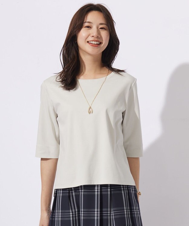 J.PRESS LADIES L スムースジャージー カットソー グレージュ系