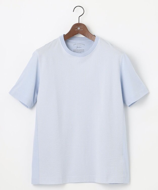 JOSEPH ABBOUD 【オーガニックコットン使用・日本製・26SS新色】JOEコットンサッカークルーネック Tシャツ ブルー26SSカラー