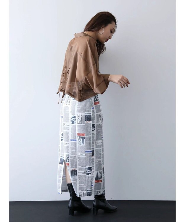 Green Parks ＥＧＯＩＳＴ　５分袖短丈シアーシャツ Brown