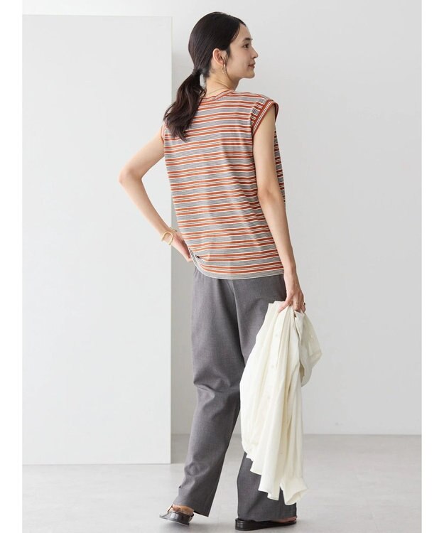 AMERICAN HOLIC マルチボーダーノースリーブカットプルオーバー Terracotta