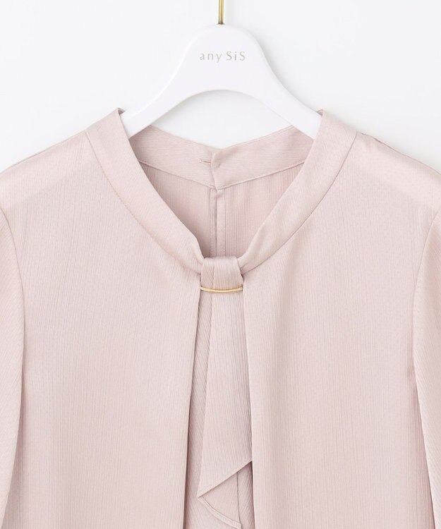 ANY SIS 【洗える】メタルパーツボウタイ ブラウス スモーキーピンク