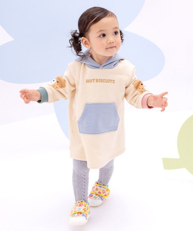 MIKI HOUSE HOT BISCUITS 【80-120cm】【NEW Color Series】裏毛パイル素材 パステルカラー フーディワンピース マルチカラー