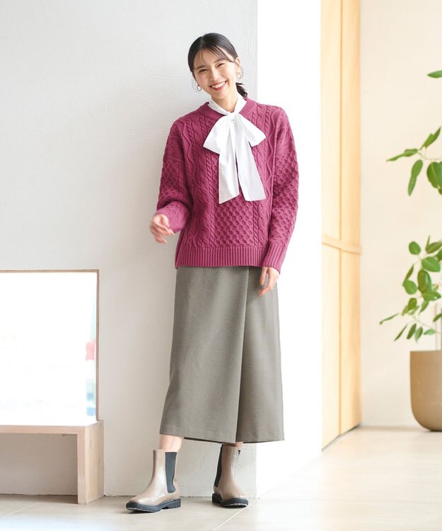 ANY 【ウエストゴム】ラップ風ガウチョパンツ ブラック系5