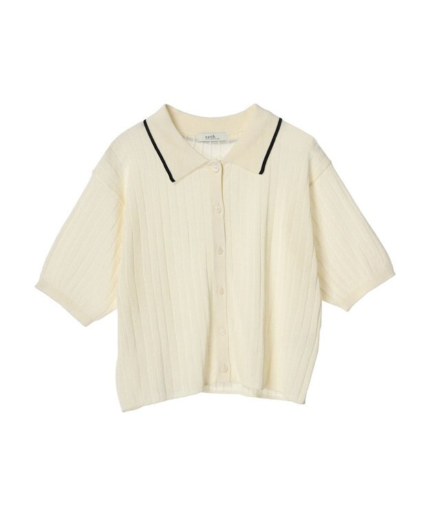 earth music&ecology ラインポロニットカーディガン Ivory