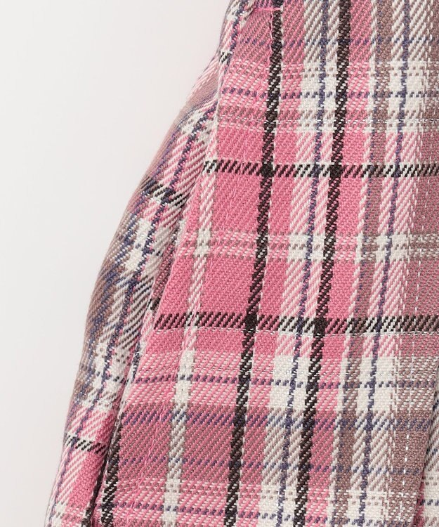 ANY KIDS ラメチェックプリーツスカパン ピンク系