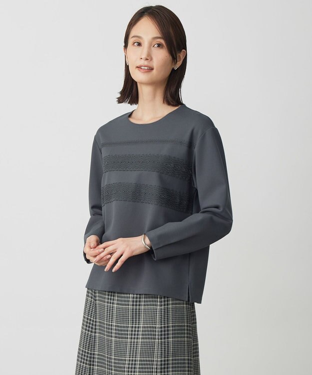 J.PRESS LADIES S アモーレポンチ レース カットソー スレート系