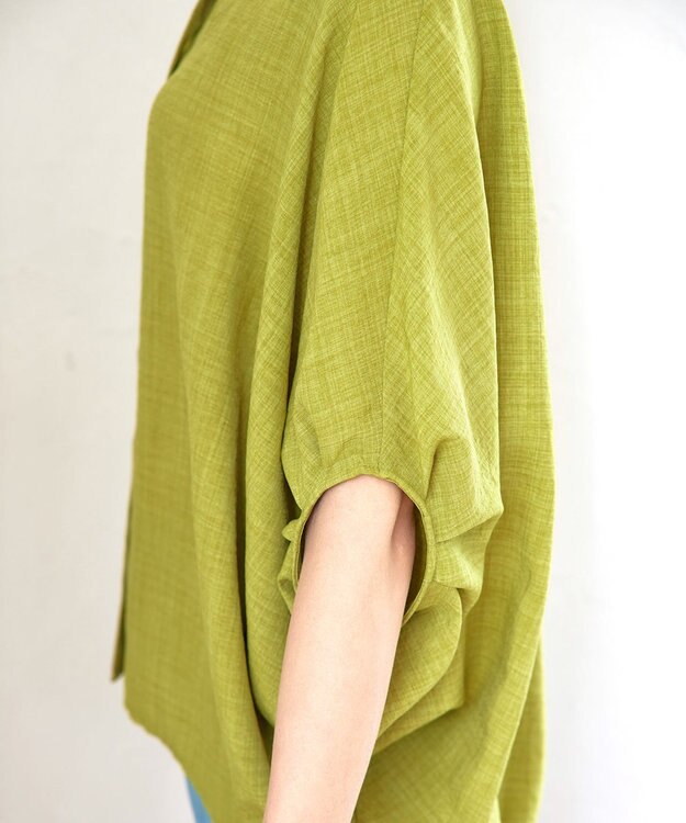 Tiaclasse 【洗える】麻調ドルマンタックシャツ ピスタチオ