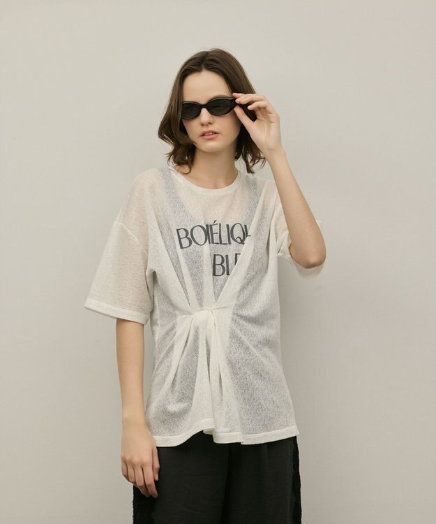 GRACE CONTINENTAL タックロゴTシャツ ホワイト