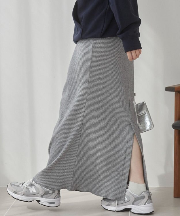 WEGO 【ANGIE VINTAGE】リブマーメイドスカート 杢グレー