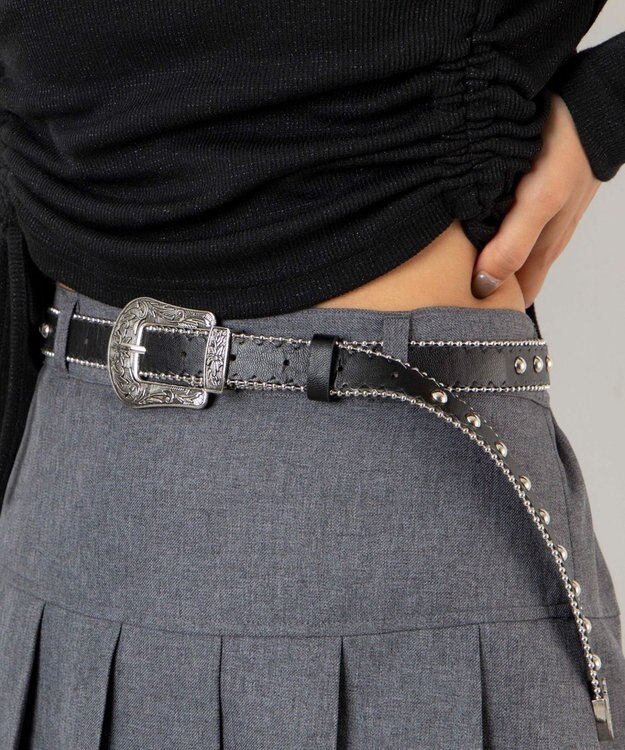 WEGO Lウエスタンバックルスタッズ付ベルト 柄1