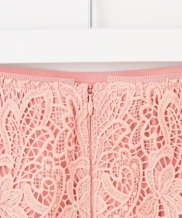 自由区 【洗える】ボタニカルレース スカート ピンク