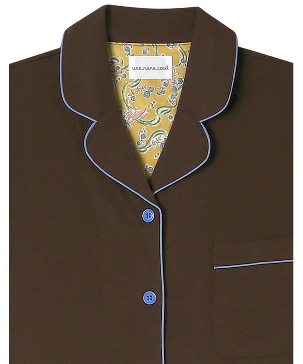 une nana cool 【綿100%】なめらかハイゲージ天竺パジャマ MADE WITH LIBERTY FABRIC チョコ