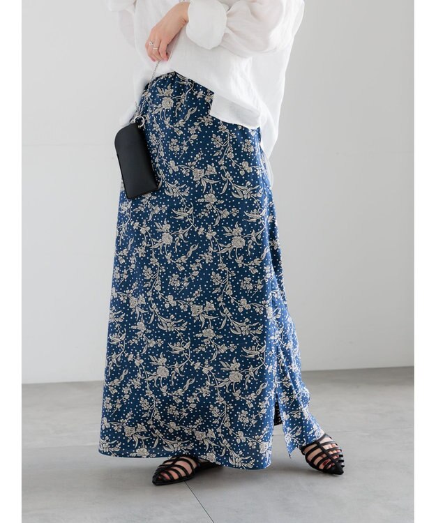 Te chichi 【LIBERTY FABRICS】フレアスカート ネイビー