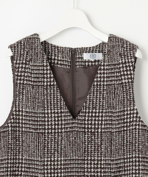 J.PRESS LADIES L ウールシルクツイードグレンチェック ジャンパースカート ブラウン系3