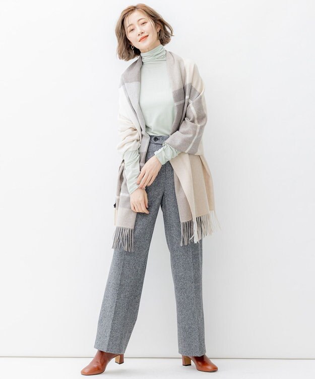 23区 L シルクネップツイード ワイドパンツ グレー系