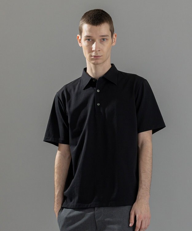 JOSEPH HOMME 新素材【ビジネスに使える】クリアコットンカノコ　ポロシャツ ブラック系