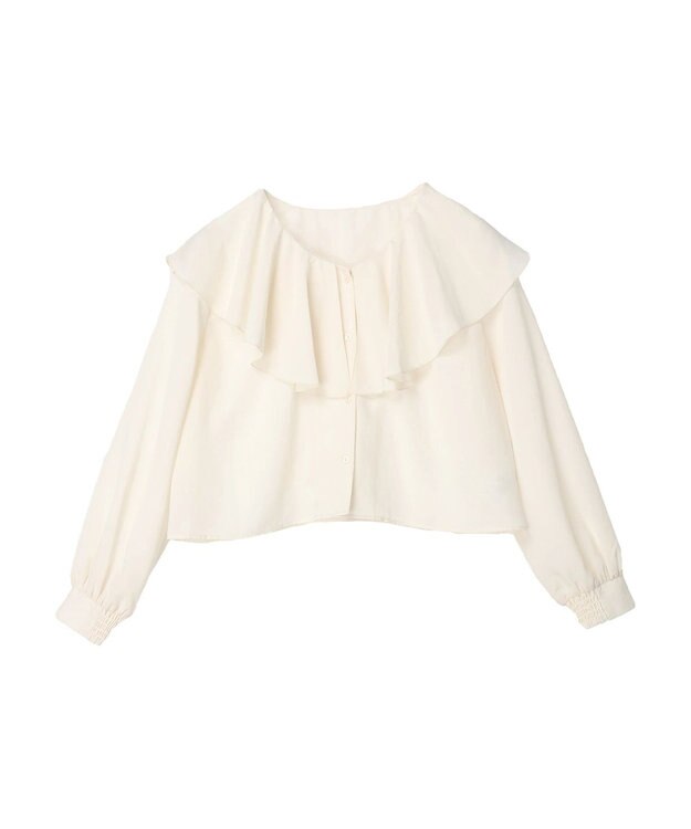 earth music&ecology ラッフルショートブラウス Off White